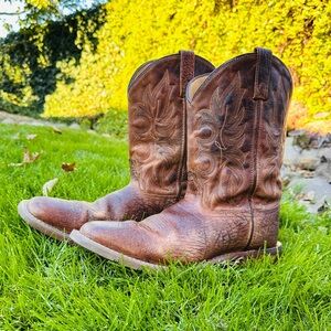 Laredo Tan Leather Cowboy Boots